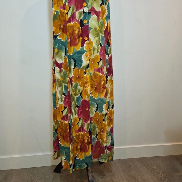 VTG Joni Blair Dress Size 24 XL Floral Maxi Long Button Sleeveless Rayon - Picture 4 of 9